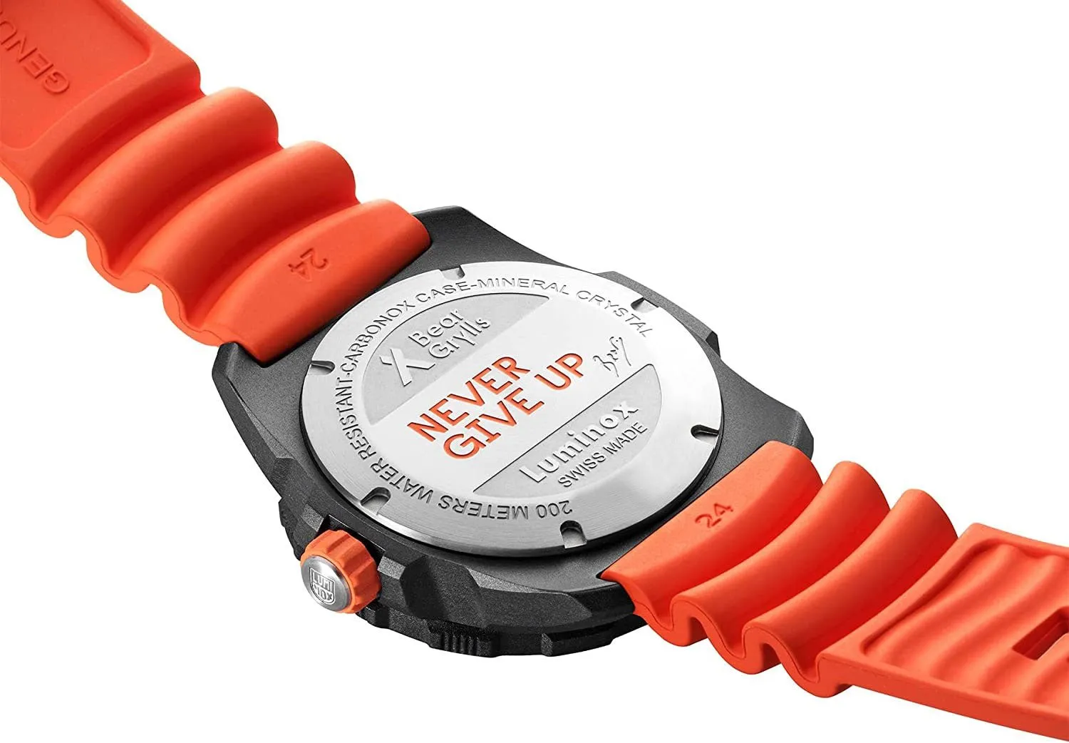 Luminox Bear Grylls Survival CARBONOX Black Dial Orange Rubber Strap Date Divers Quartz Mens Watch XB.3729.NGU