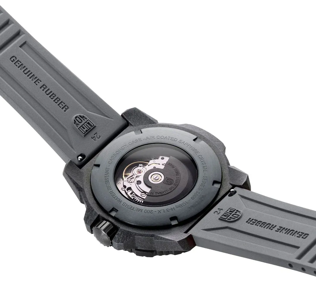 Luminox Master Carbon SEAL Automatic CARBONOX  Black Dial Gray Rubber Strap Day/Date Divers Mens Watch XS.3862