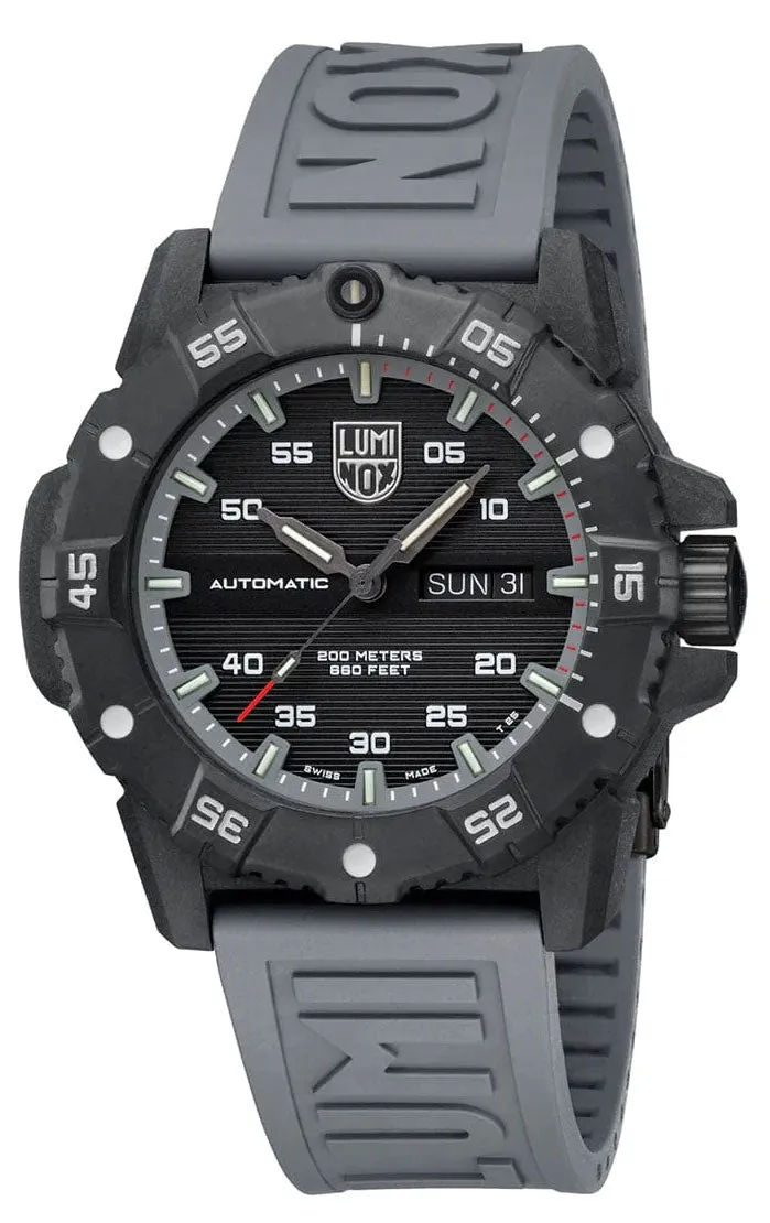 Luminox Master Carbon SEAL Automatic CARBONOX  Black Dial Gray Rubber Strap Day/Date Divers Mens Watch XS.3862