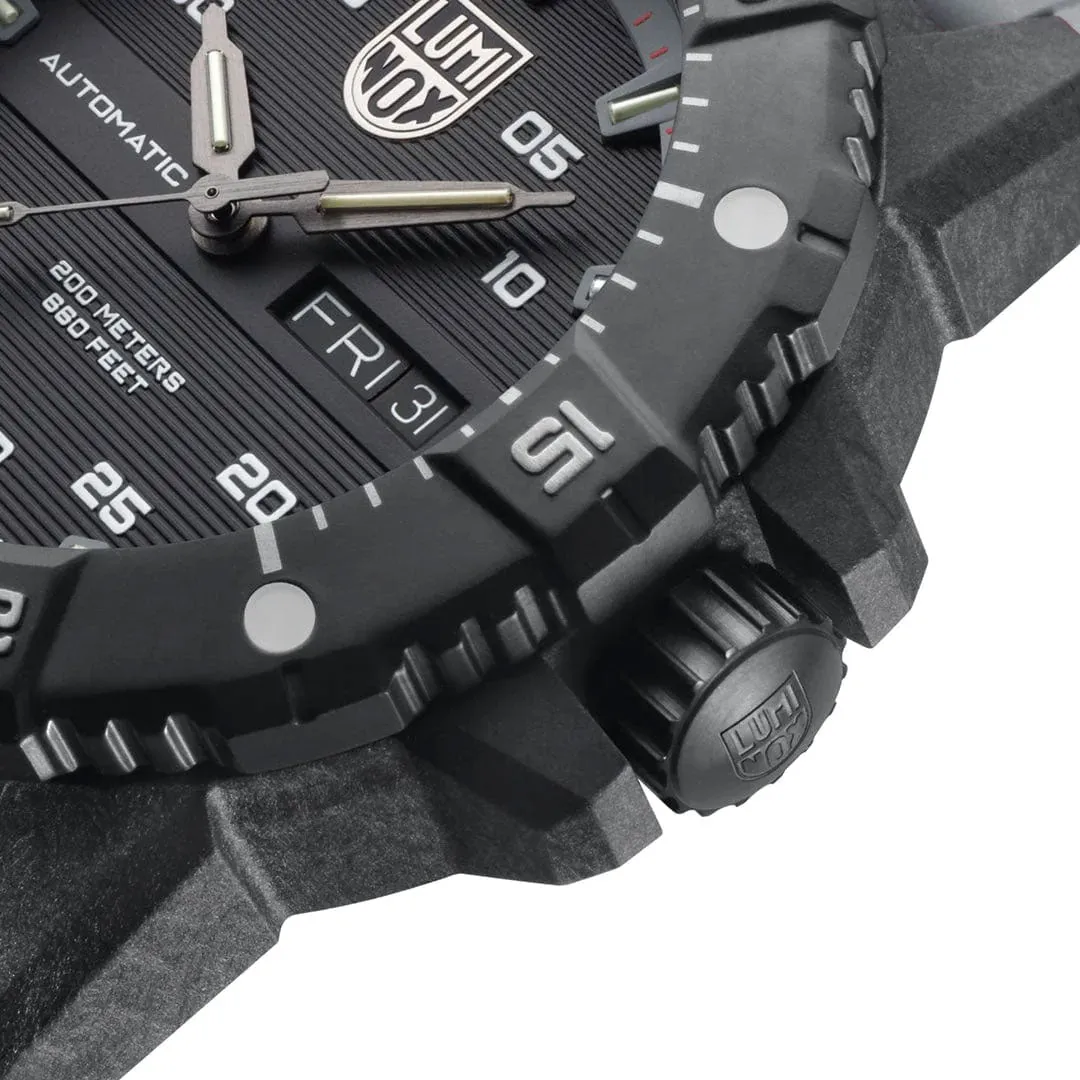 Luminox Master Carbon SEAL Automatic CARBONOX  Black Dial Gray Rubber Strap Day/Date Divers Mens Watch XS.3862