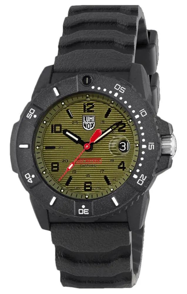 Luminox Navy SEAL CARBONOX Green Dial Green NATO Strap Interchangeable Black Rubber Strap Date Divers Quartz Mens Watch XS.3617.SET