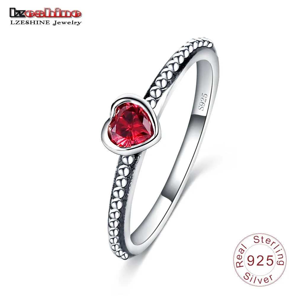 LZESHINE 2016 New 3 Colors 100% 925 Sterling Silver Ring Love Heart Romantic Finger Ring for Women Wedding Jewelry bague SRI0024