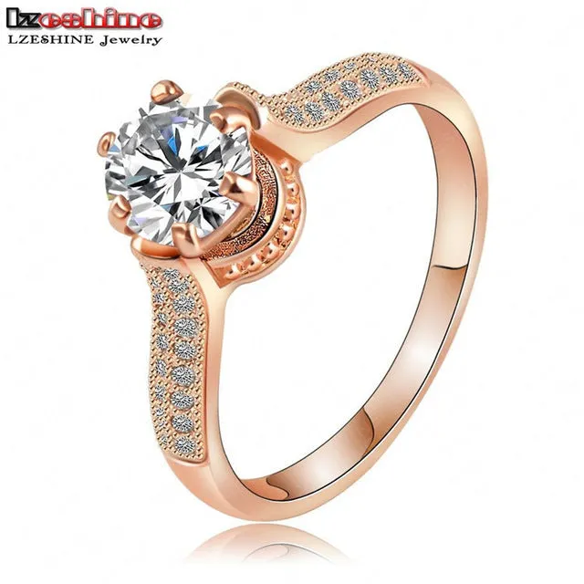 LZESHINE 2016 New Wedding Rings Gold/Silver Color Micro Inlay Zircon Angel Wings Rings Wholesale anillos de boda CRI0005