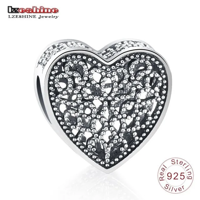 LZESHINE Charm Bead 100% Authentic 925 Sterling Silver Bead Fit Pandora Original Bracelet Women Jewelry PSMB0014