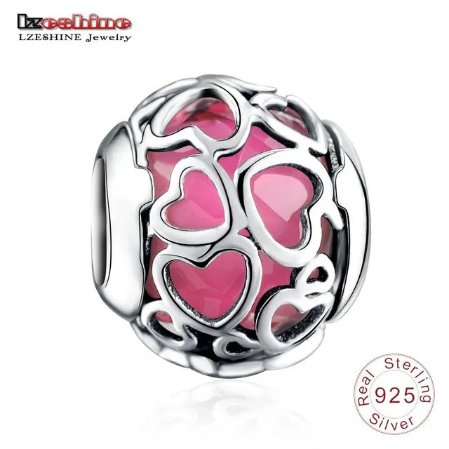 LZESHINE Charm Bead 100% Authentic 925 Sterling Silver Bead Fit Pandora Original Bracelet Women Jewelry PSMB0014