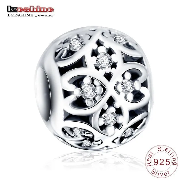 LZESHINE Charm Bead 100% Authentic 925 Sterling Silver Bead Fit Pandora Original Bracelet Women Jewelry PSMB0014