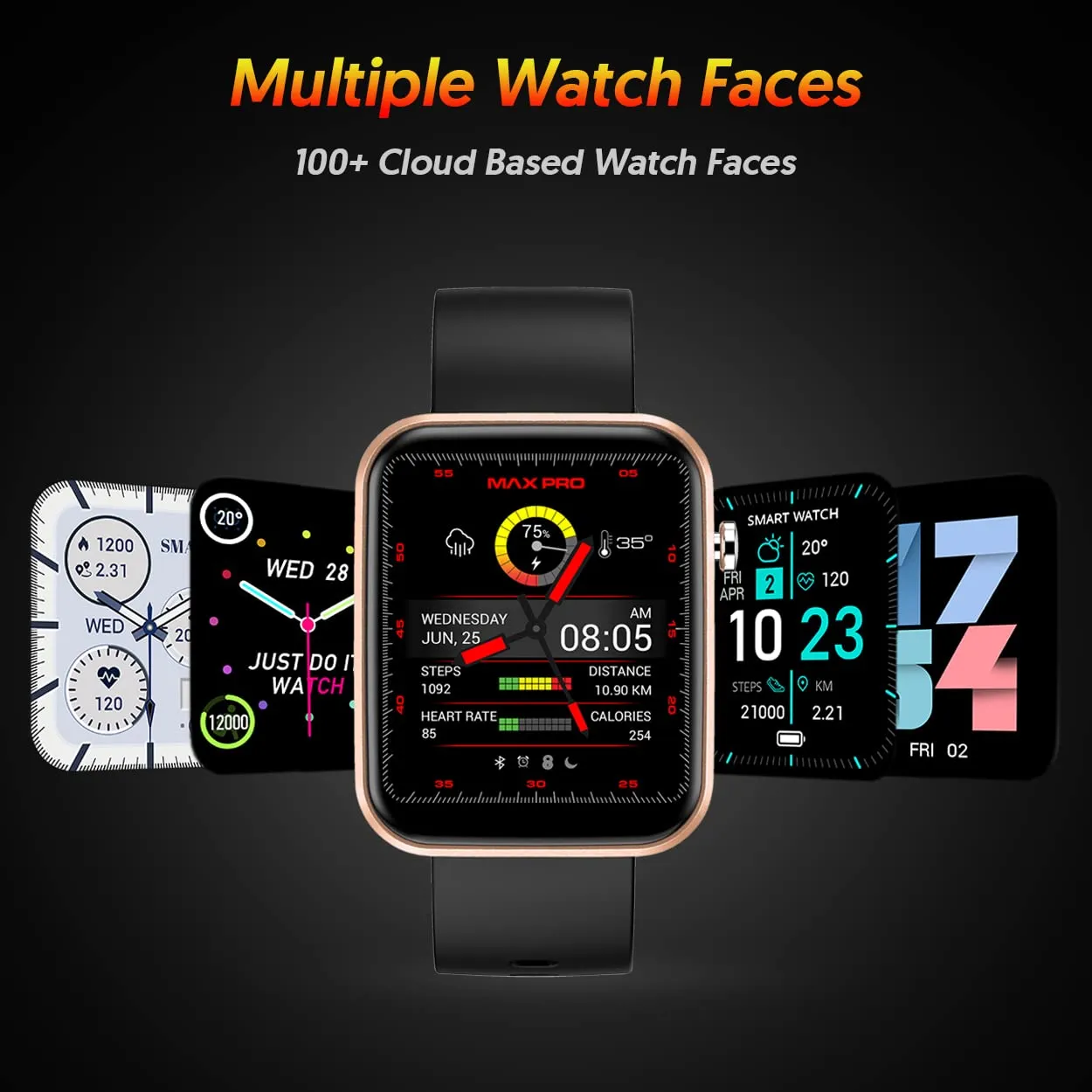 Maxima Vibe Newly Launched Smart Watch with 1.69" HD Display, Sleek Metal Oil Finish, HR& SpO2 & Sleep Monitor, 100  Watch Face & 100  Sports Modes, IP68 & 10 Days Battery Life Smartwatch (Gold)