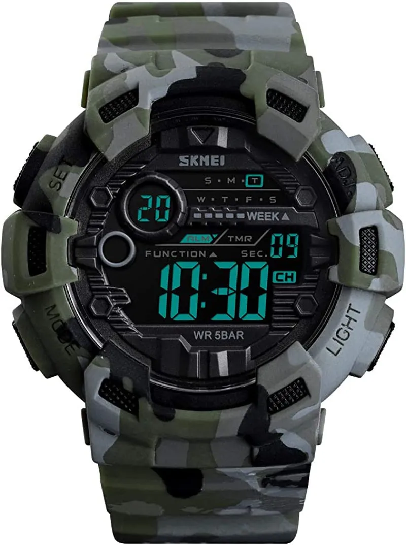 Men's Digital Sports Watch LED Screen & Waterproof with Backlight