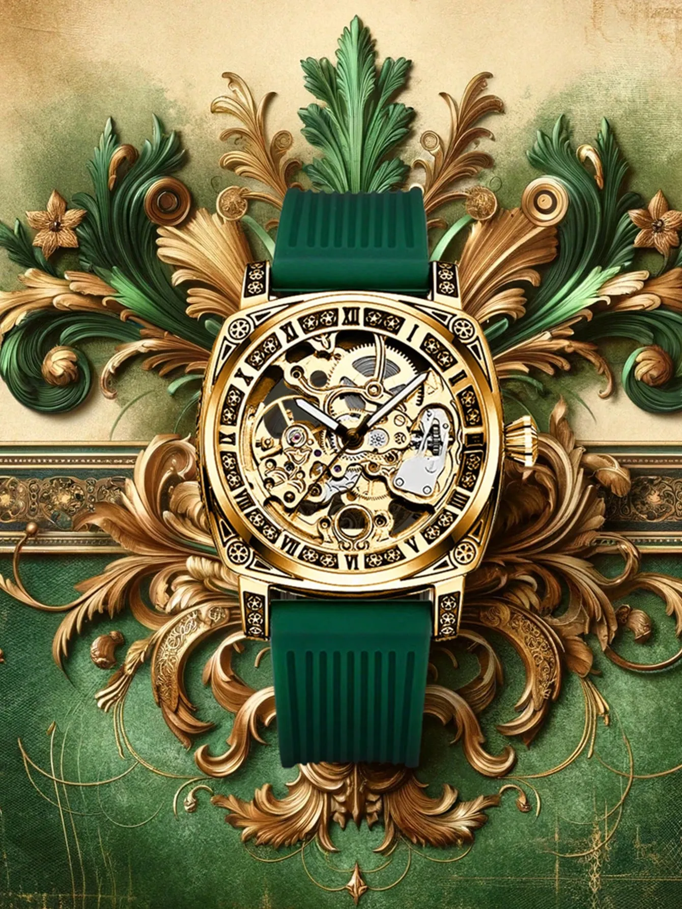 Men's Luxury Golden Carved Hollow Out Fashionable Watch