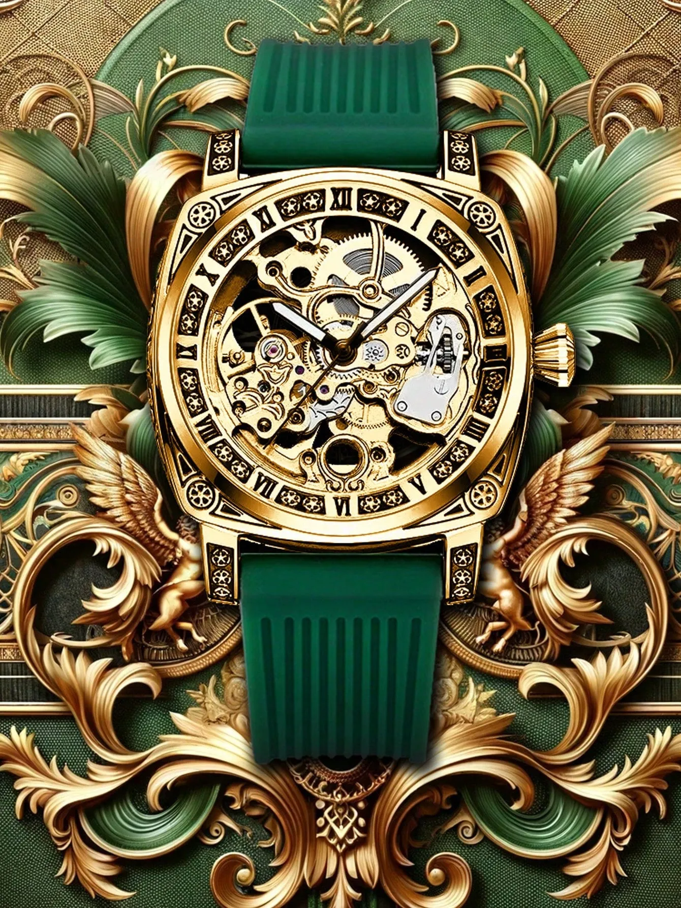 Men's Luxury Golden Carved Hollow Out Fashionable Watch