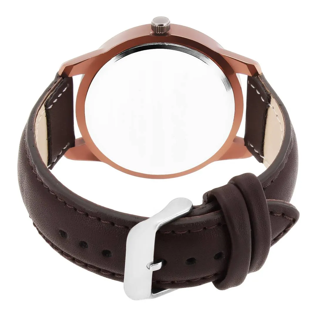 Men's Stylish Brown Synthetic Leather Analog Watches