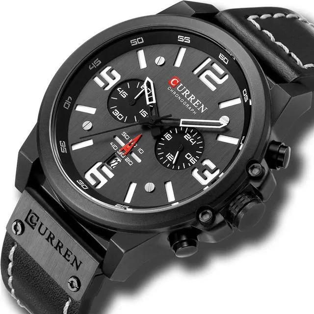 Men's Watches - Quartz Military Genuine Leather Waterproof Sport Wristwatch