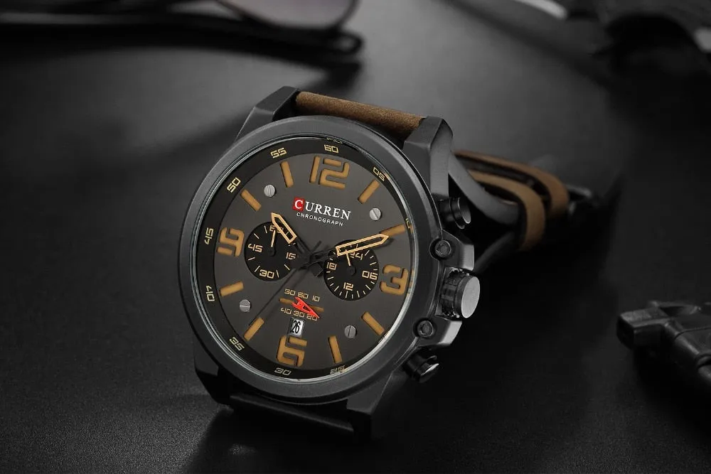 Men's Watches - Quartz Military Genuine Leather Waterproof Sport Wristwatch