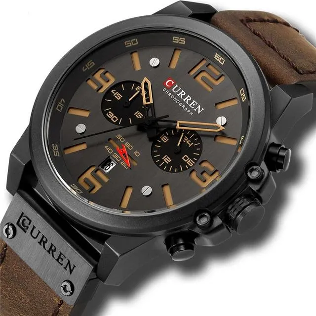 Men's Watches - Quartz Military Genuine Leather Waterproof Sport Wristwatch