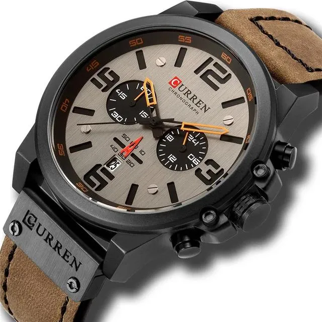 Men's Watches - Quartz Military Genuine Leather Waterproof Sport Wristwatch