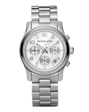 Michael Kors Ladies Silver-Tone Chronograph Runway Designer Watch MK5076