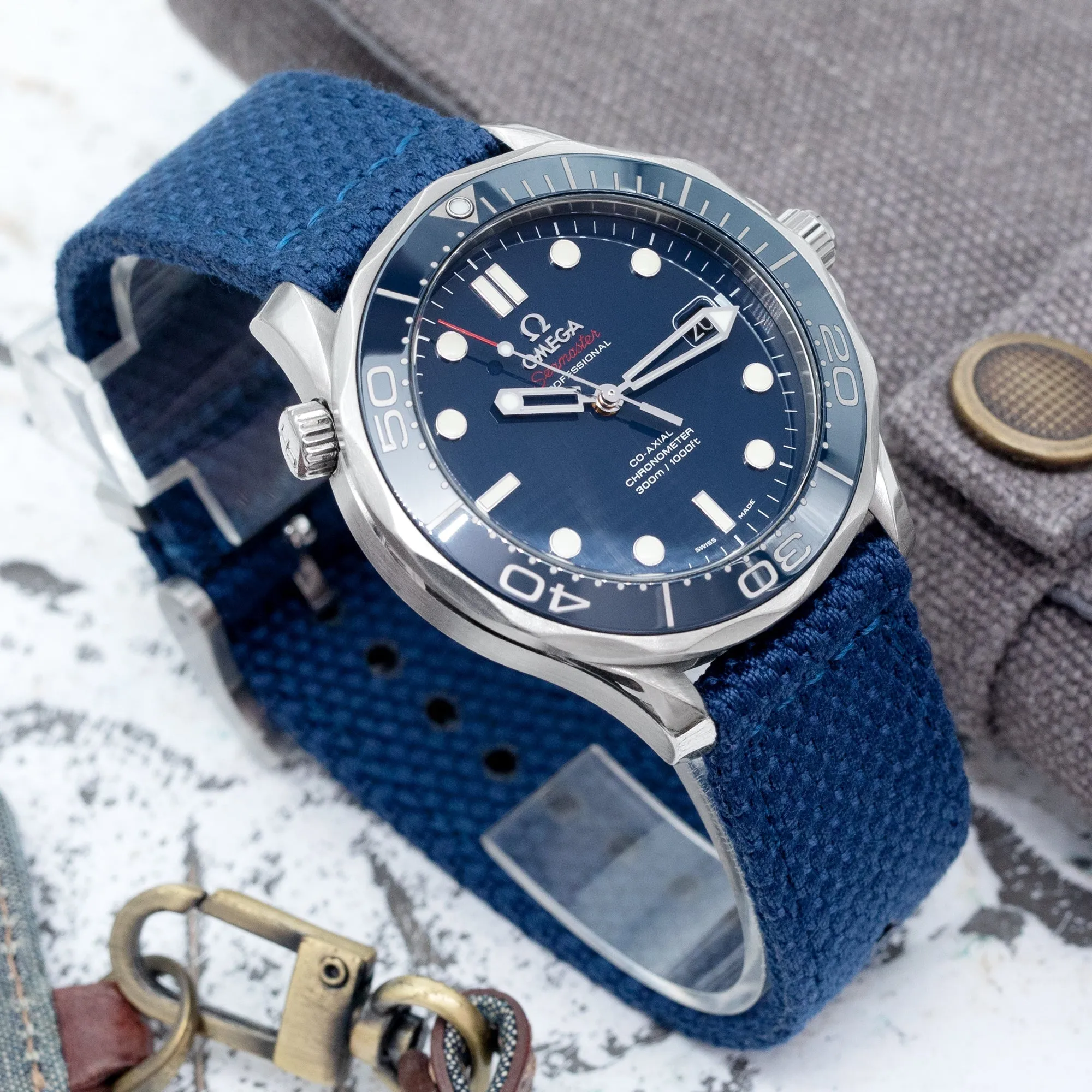 Navy Blue Premium Nylon Honeycomb Weave Quick release Watch Strap