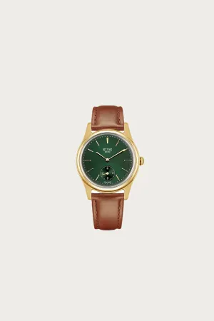 Old Smith - 90-001 - Green Dial - Smooth Brown Leather Strap