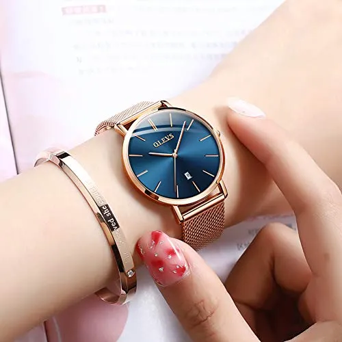 OLEVS Wrist Watches for Women Fashion Rose Gold Steel Strip Quartz Wristwatch Gifts for Ladies