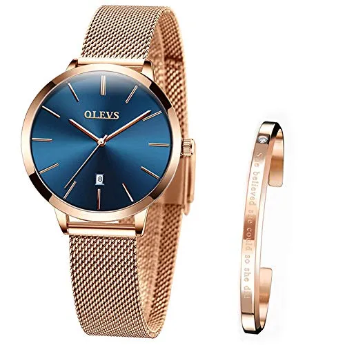 OLEVS Wrist Watches for Women Fashion Rose Gold Steel Strip Quartz Wristwatch Gifts for Ladies