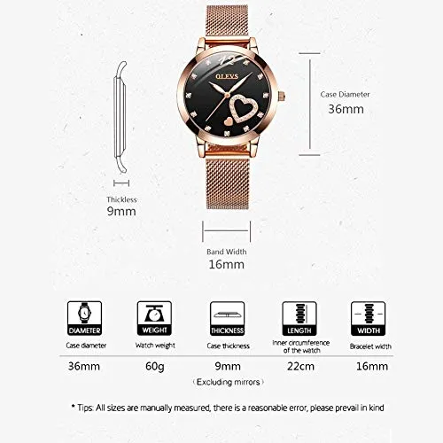 OLEVS Wrist Watches for Women Fashion Rose Gold Steel Strip Quartz Wristwatch Gifts for Ladies