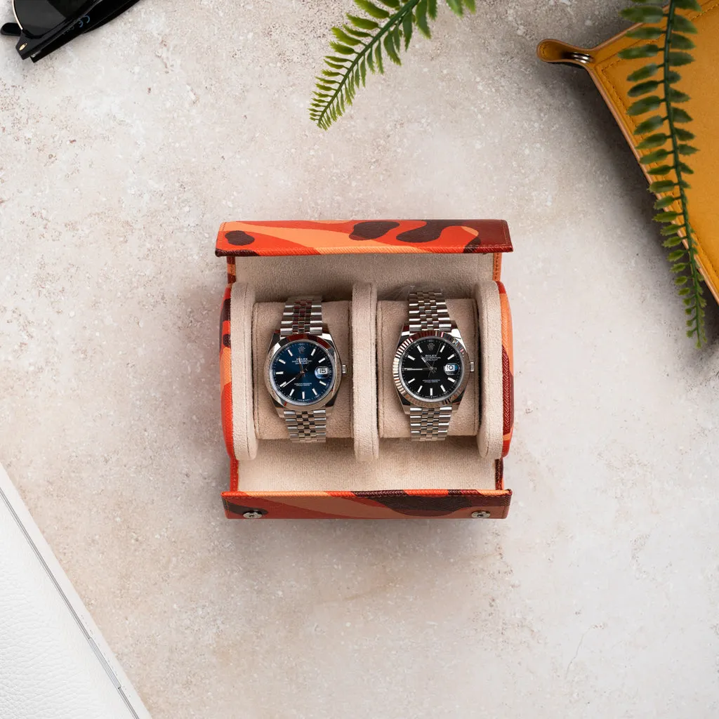 Orange Camo Watch Roll – Two Watches