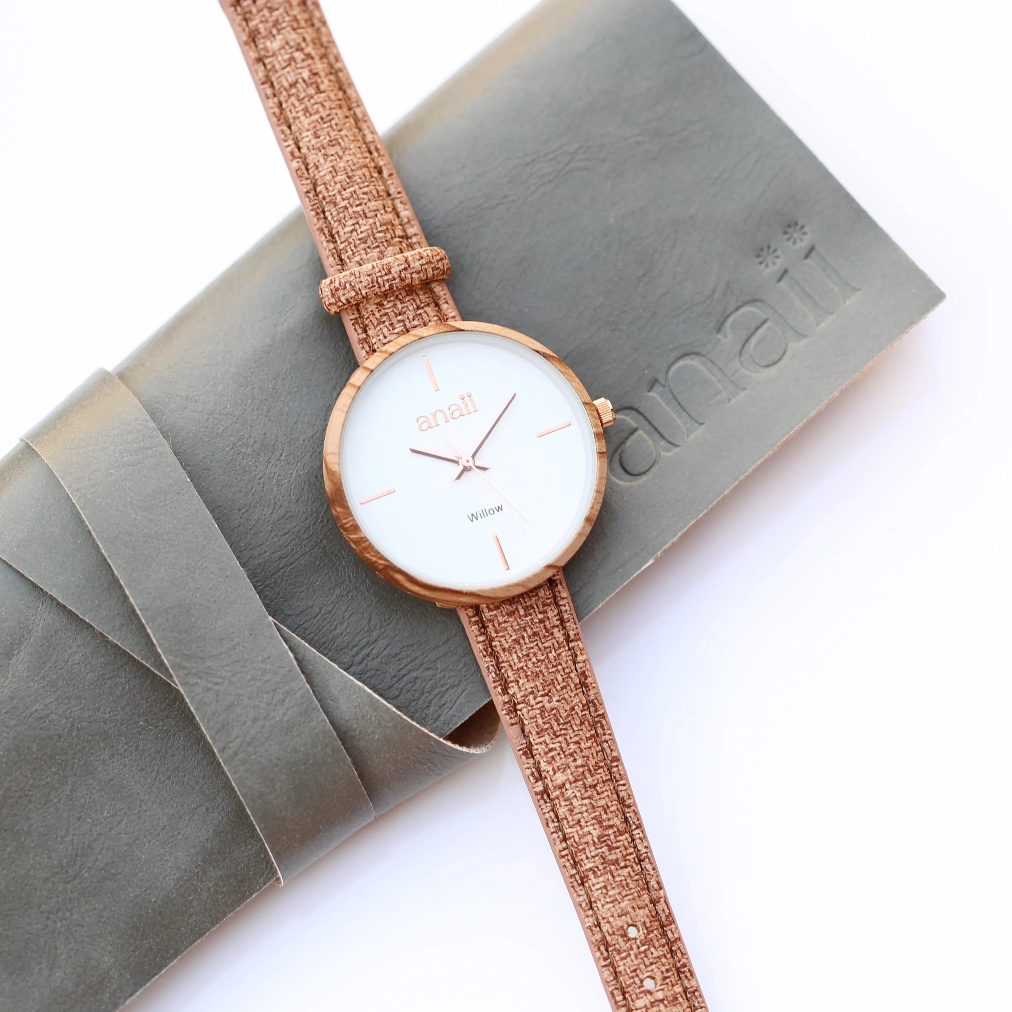 Personalised Womens Handwriting Engraved Anaii Watch - Hazel Wood