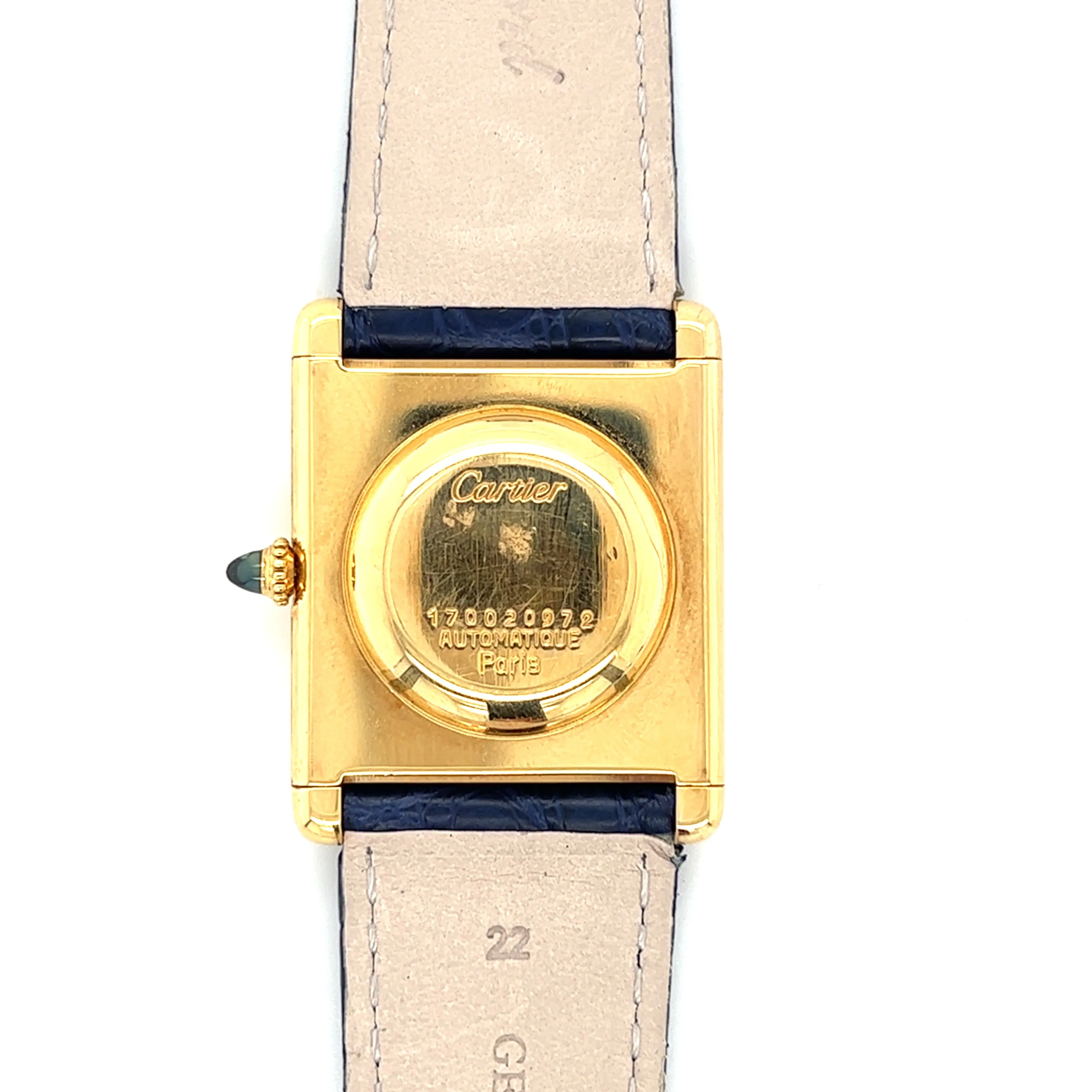 Rare 1970 Jumbo Cartier Paris 18kt Gold Tank Automatique