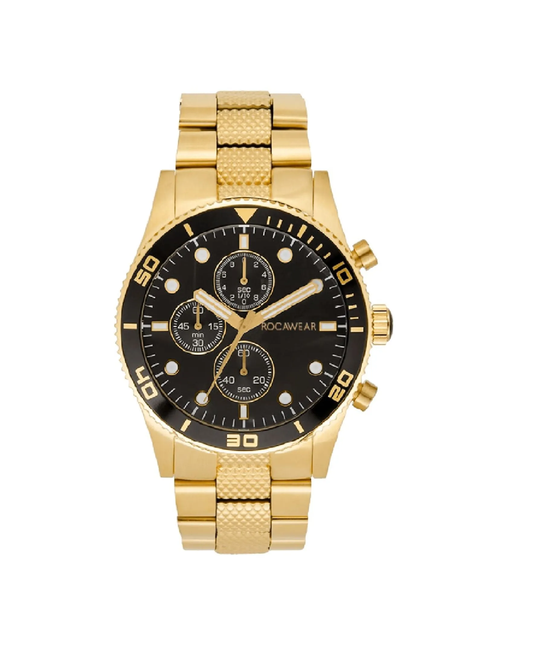 Rocawear Men's Shiny Gold Metal Bracelet Watch 46.5mm