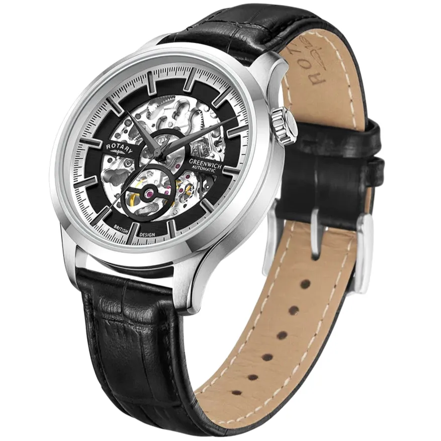 Rotary Greenwich Skeleton Men's Black Watch GS02945/87