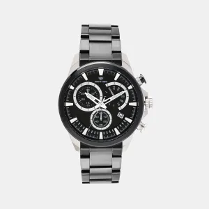 Stylish Black Chronograph Men Stainless Steel Watch 7011M-M1404