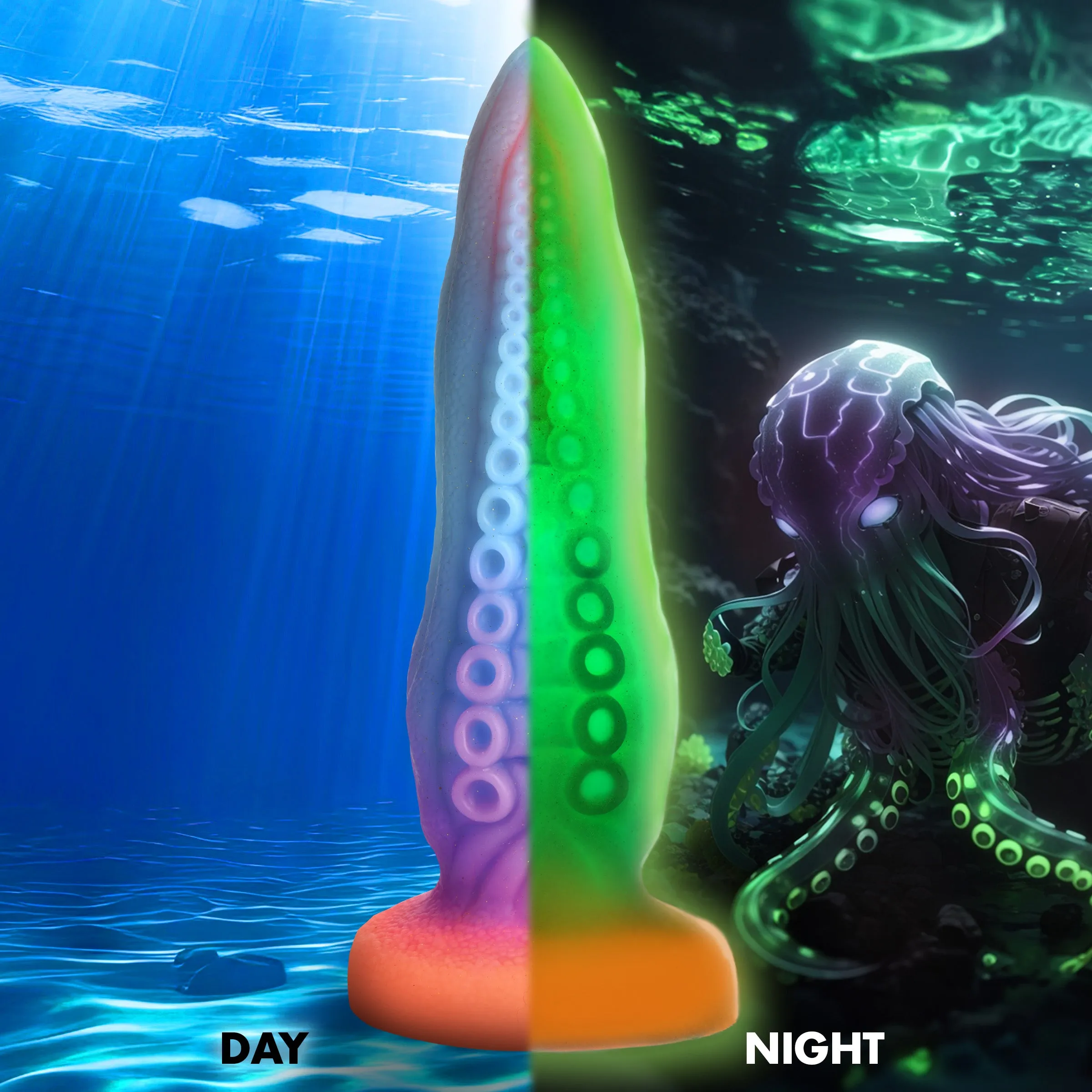 Thick Tentacle Glow-in-the-Dark Silicone Dildo