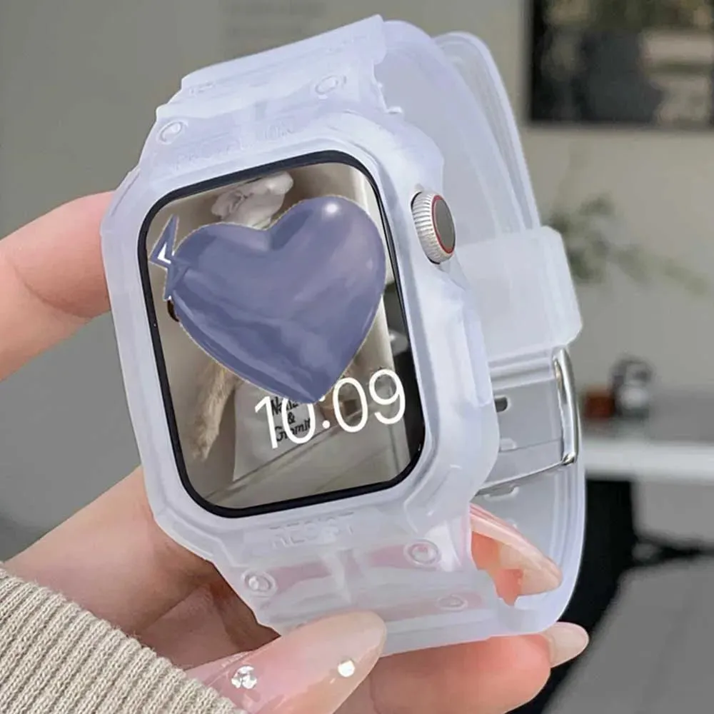 TPU Sport Clear Band Case For Apple Watch Straps Clear Silicone Strap For iWatch