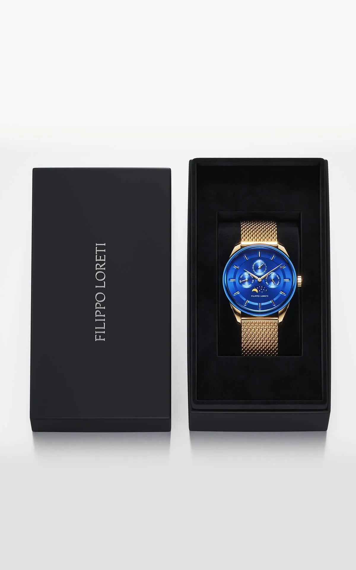 Venice Moonphase Blue Gold Mesh