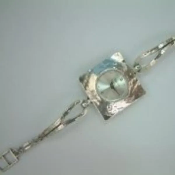 Watch ISRAELI  Hammered Sterling Silver 925 Bracelet Watch Japanese Myota opals