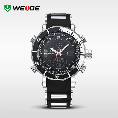 WEIDE Men Sports Watches Waterproof Military Quartz Digital Watch Alarm Stopwatch Dual Time Zones Brand New