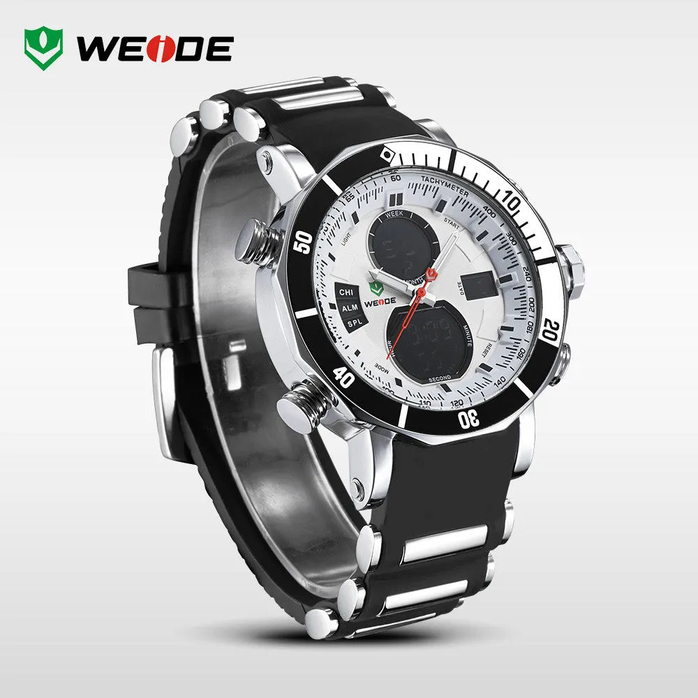 WEIDE Men Sports Watches Waterproof Military Quartz Digital Watch Alarm Stopwatch Dual Time Zones Brand New