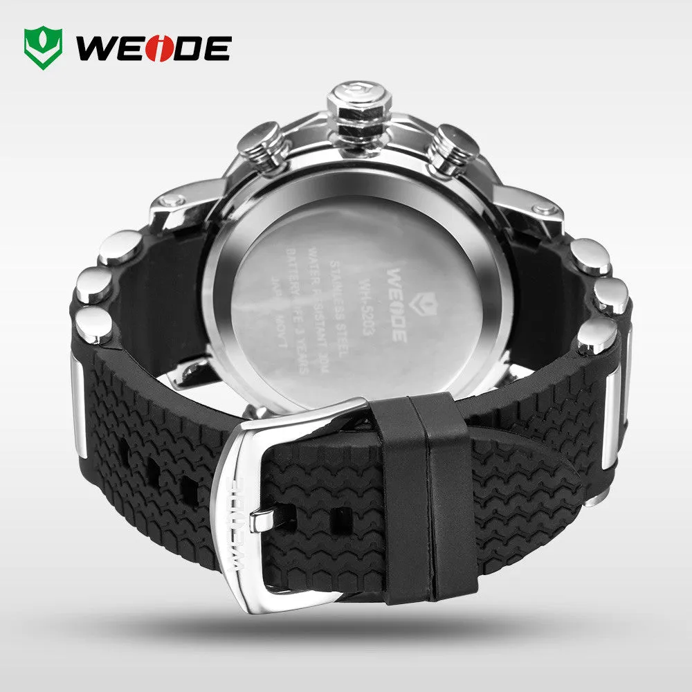 WEIDE Men Sports Watches Waterproof Military Quartz Digital Watch Alarm Stopwatch Dual Time Zones Brand New