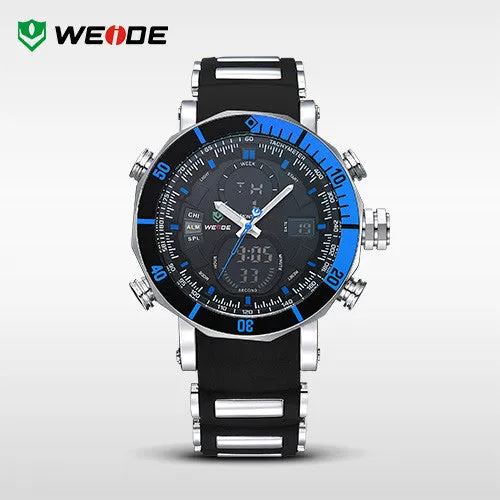 WEIDE Men Sports Watches Waterproof Military Quartz Digital Watch Alarm Stopwatch Dual Time Zones Brand New