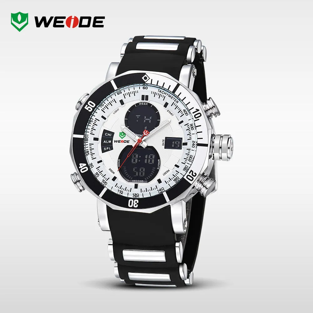 WEIDE Men Sports Watches Waterproof Military Quartz Digital Watch Alarm Stopwatch Dual Time Zones Brand New