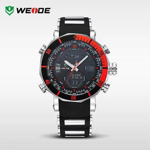 WEIDE Men Sports Watches Waterproof Military Quartz Digital Watch Alarm Stopwatch Dual Time Zones Brand New