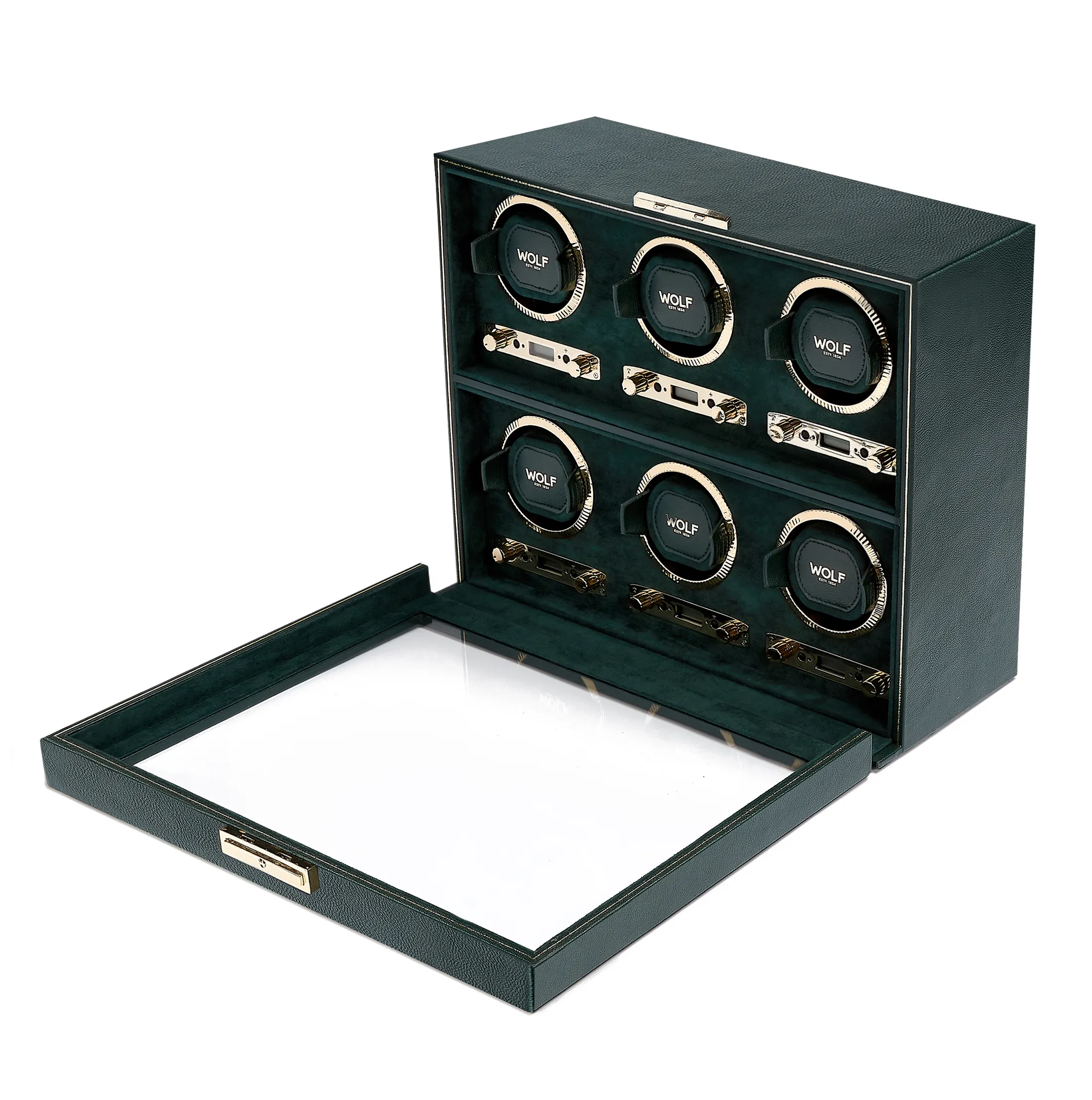 WOLF British Racing 6 Piece Watch Winder in Green