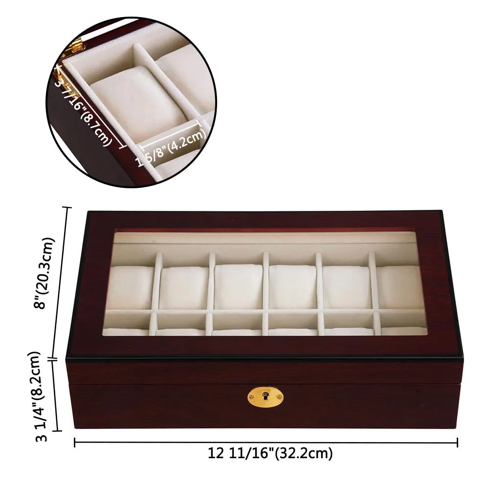 Yescom Wood Watch Display Case 12-Slot Matte Finish