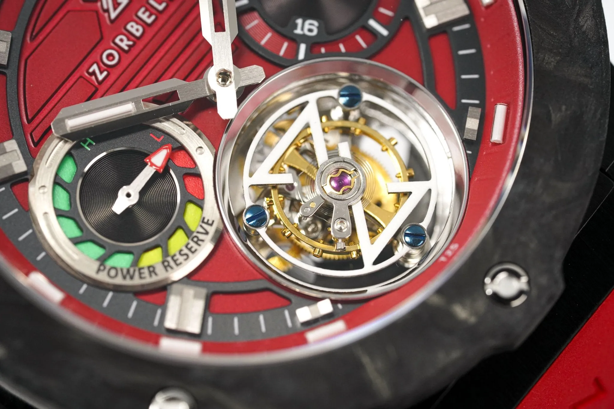 Zorbello Watch T3 Tourbillon Red Super-Luminova® Tritium ZBAD002