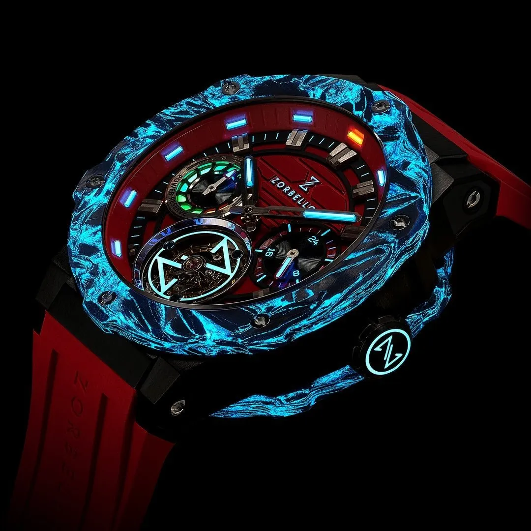 Zorbello Watch T3 Tourbillon Red Super-Luminova® Tritium ZBAD002