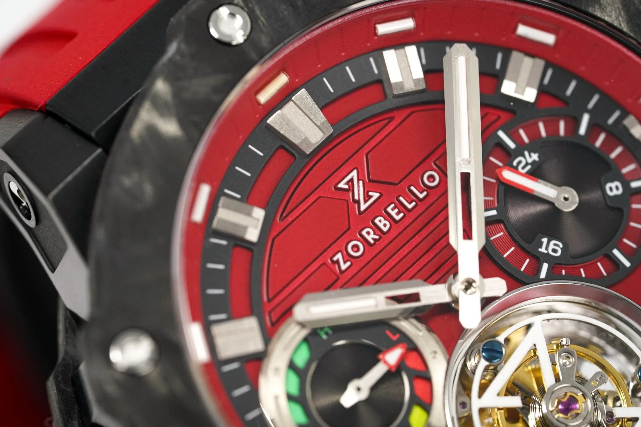 Zorbello Watch T3 Tourbillon Red Super-Luminova® Tritium ZBAD002