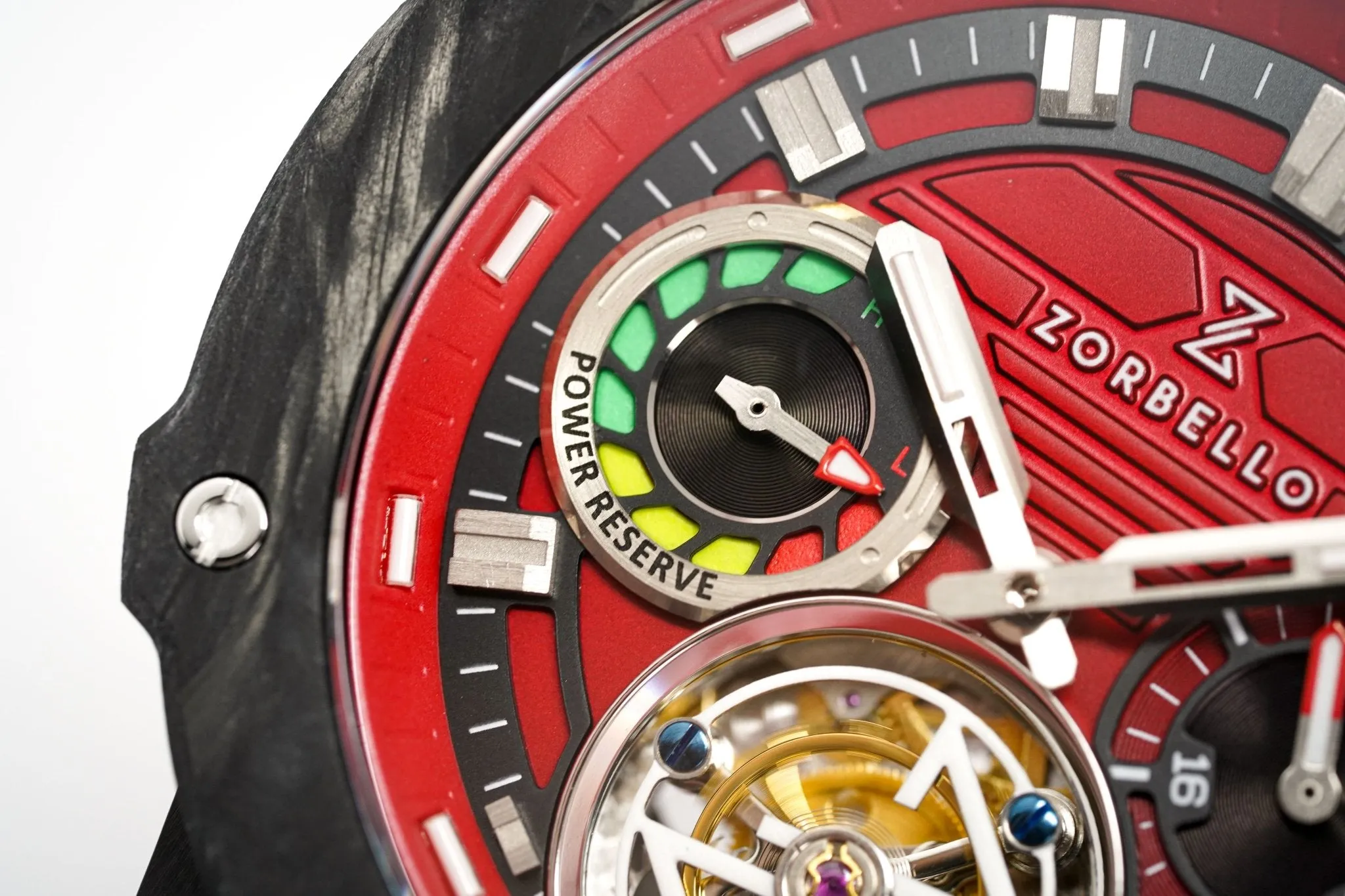 Zorbello Watch T3 Tourbillon Red Super-Luminova® Tritium ZBAD002