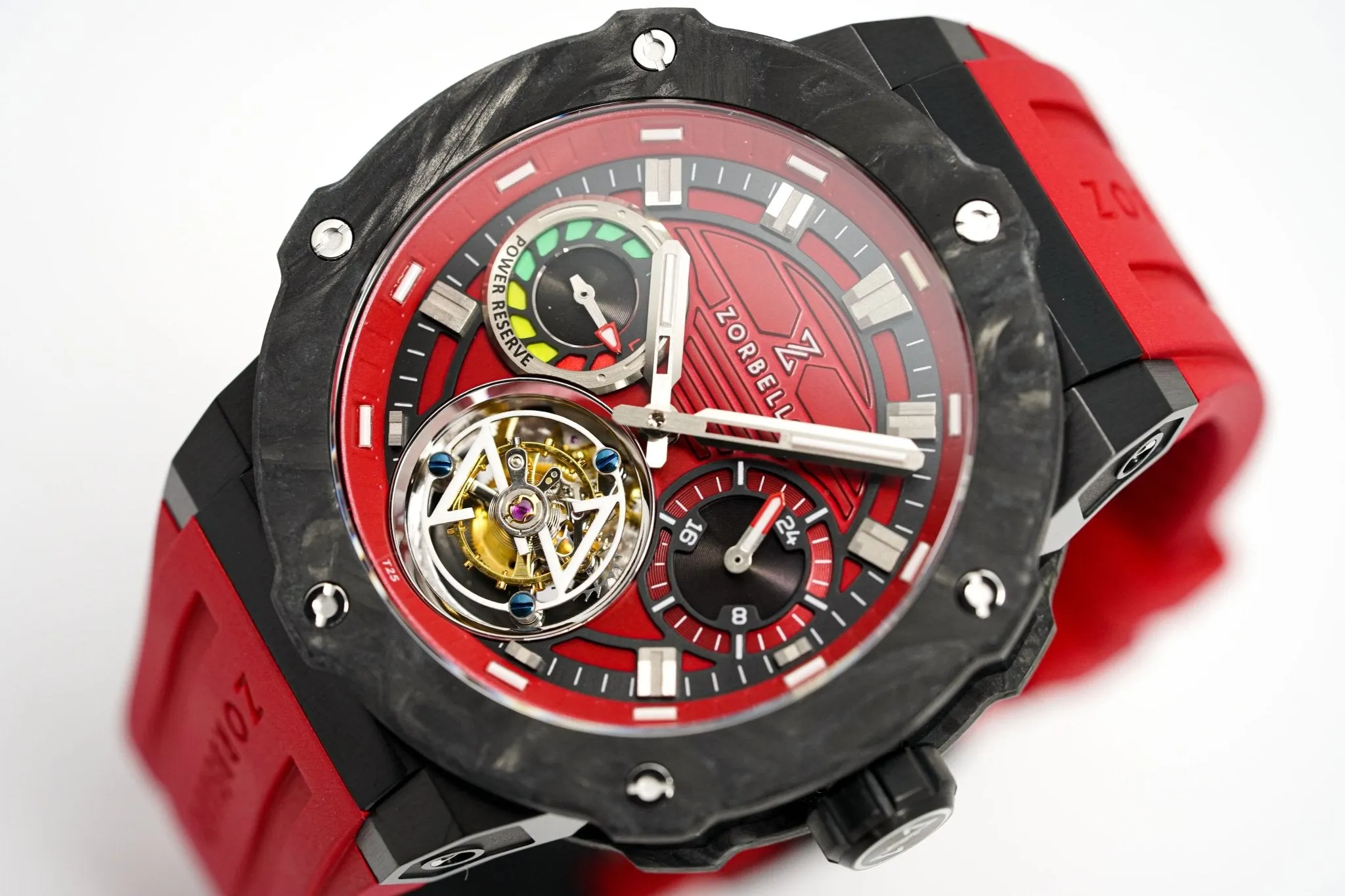 Zorbello Watch T3 Tourbillon Red Super-Luminova® Tritium ZBAD002