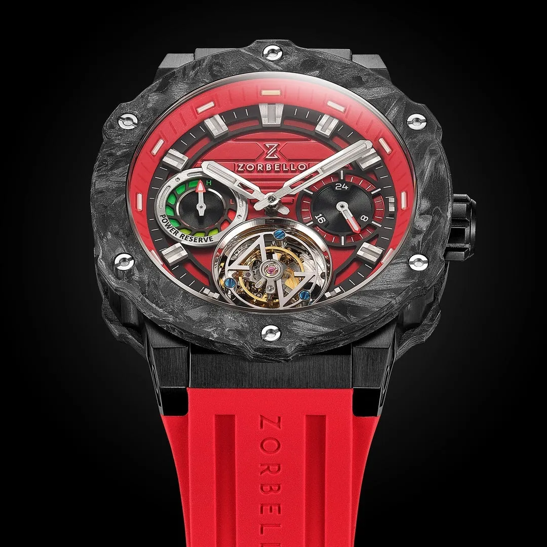 Zorbello Watch T3 Tourbillon Red Super-Luminova® Tritium ZBAD002