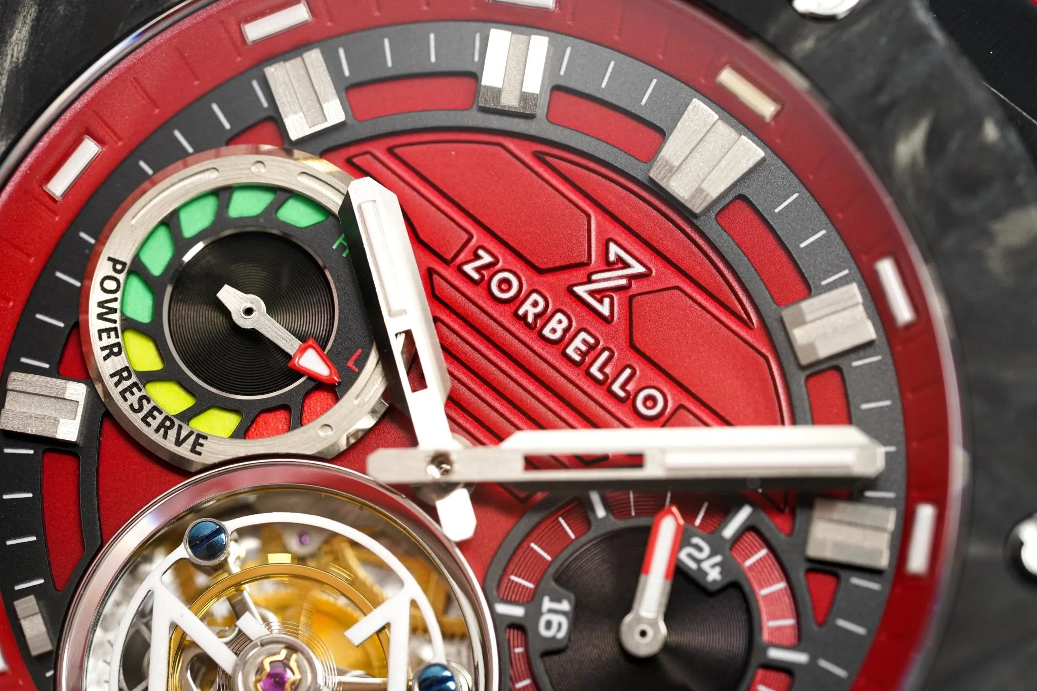 Zorbello Watch T3 Tourbillon Red Super-Luminova® Tritium ZBAD002